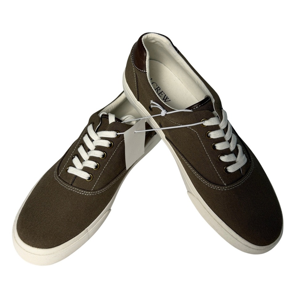 J.Crew Mens Canvas Low Top‎ Sneakers Olive Green CL554 Size 10 New